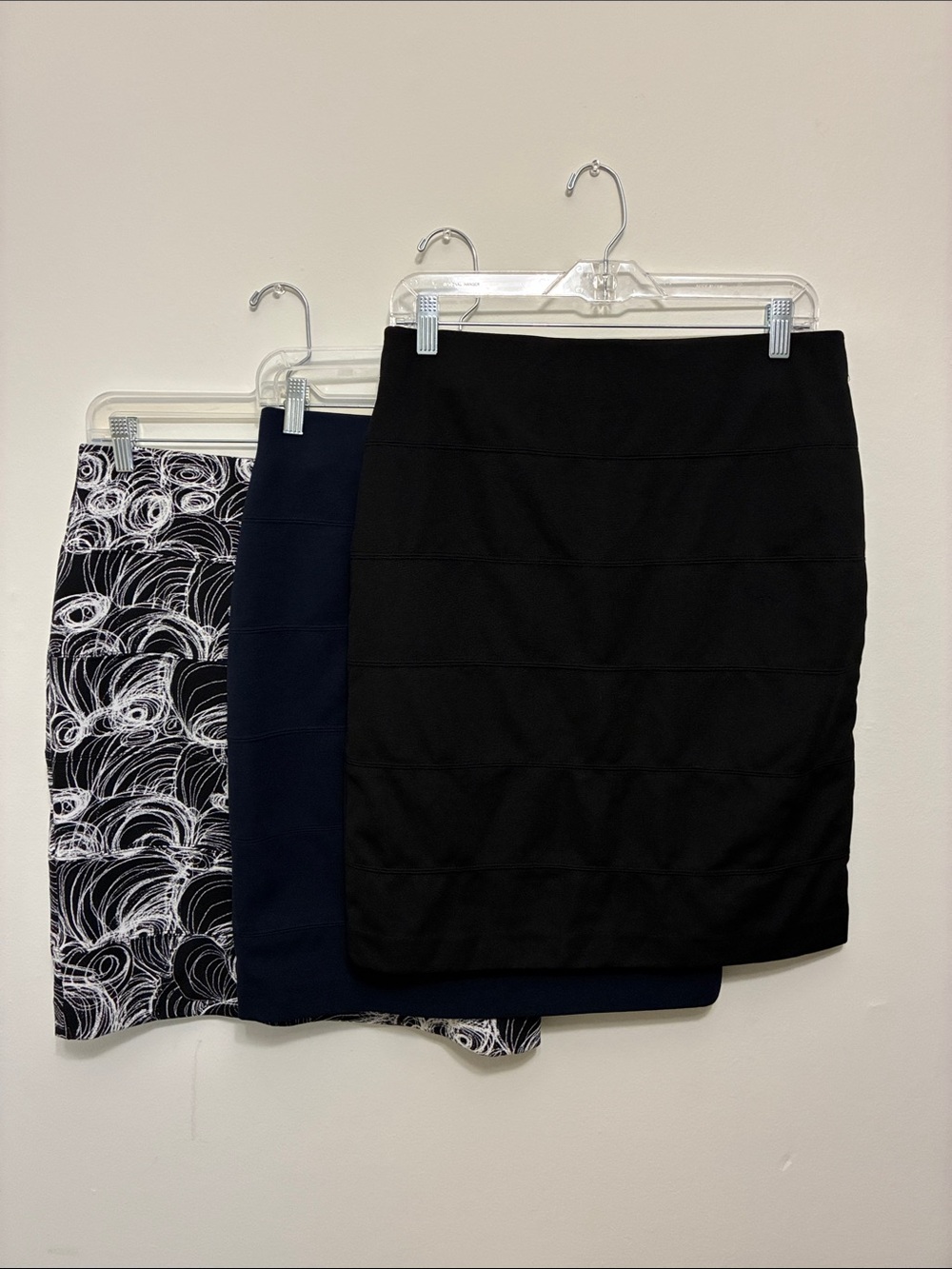 Bundle of three Alfani Black, Blue Abstract Swirl Pencil Skirt.